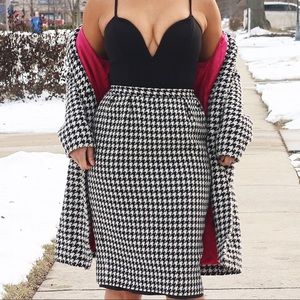 Vintage Houndstooth High Waist Skirt